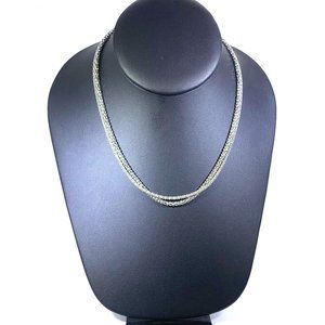 PL Necklace Silver Tone Two Strand Woven Vintage